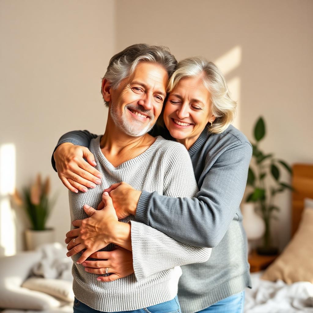Happy mature couple embracing